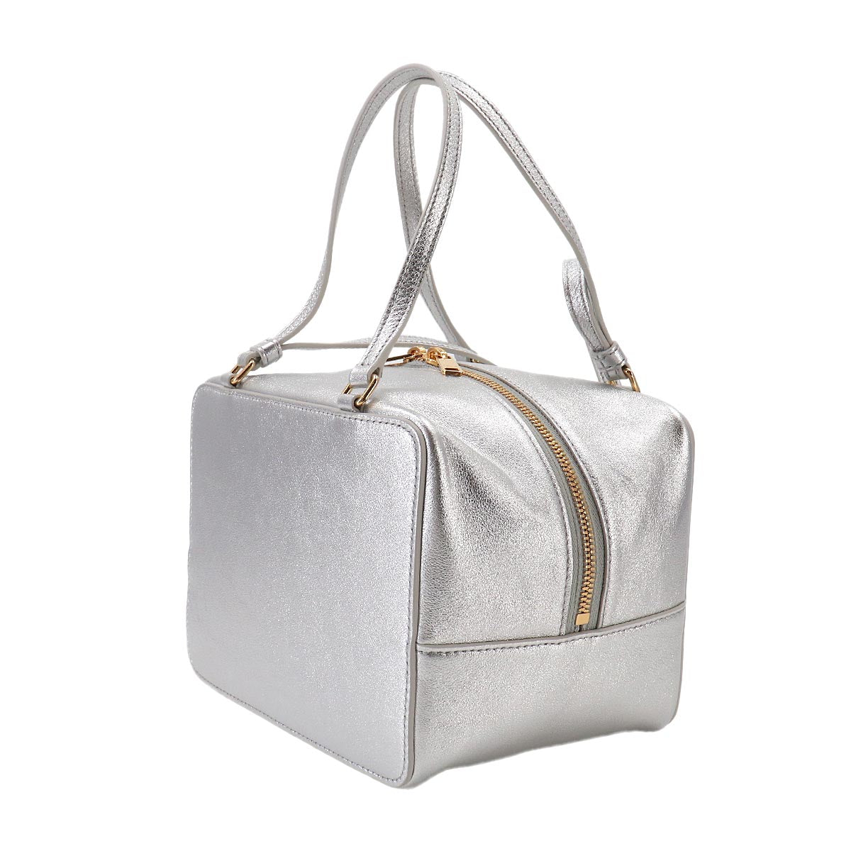 Cuir Triomphe Hand Shoulder Bag Leather Metallic silver