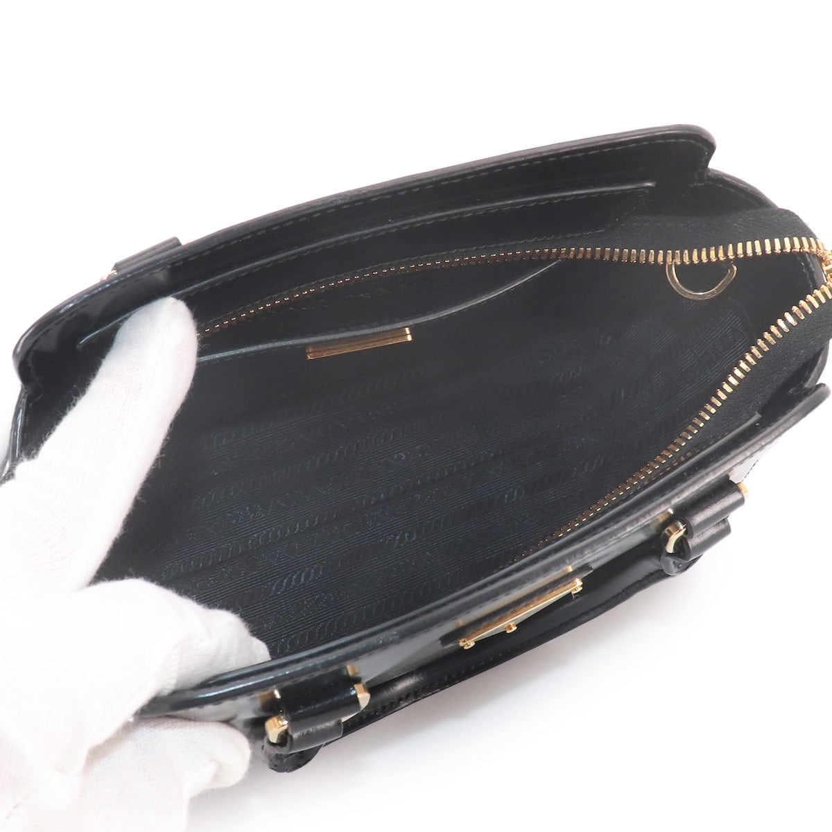 2way Hand Shoulder Bag Leather Nero Black 1BA380 Purse