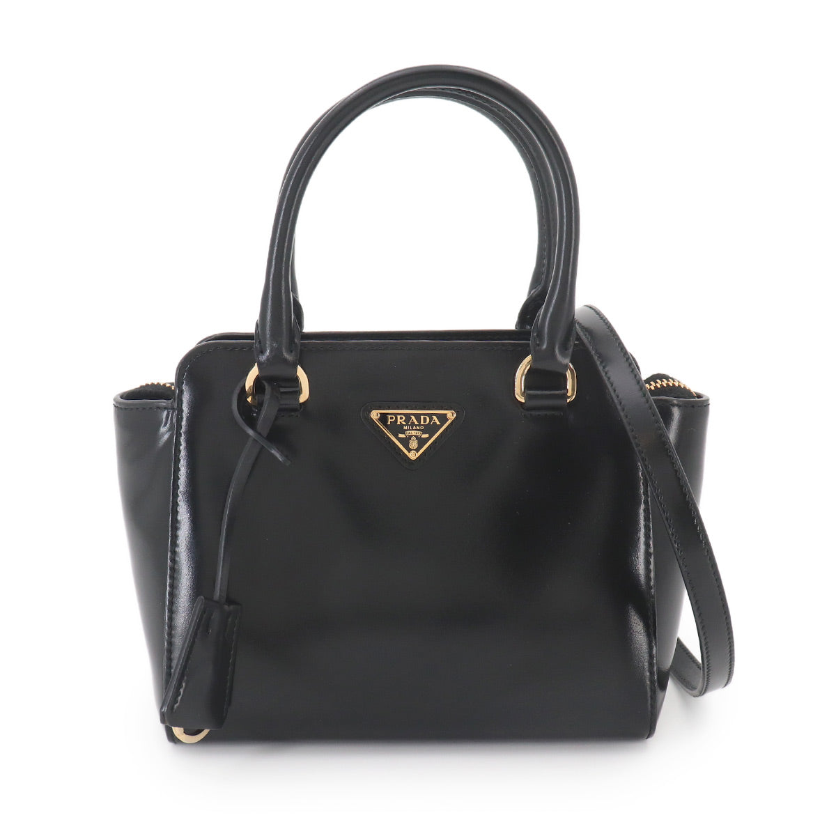 2way Hand Shoulder Bag Leather Nero Black 1BA380 Purse