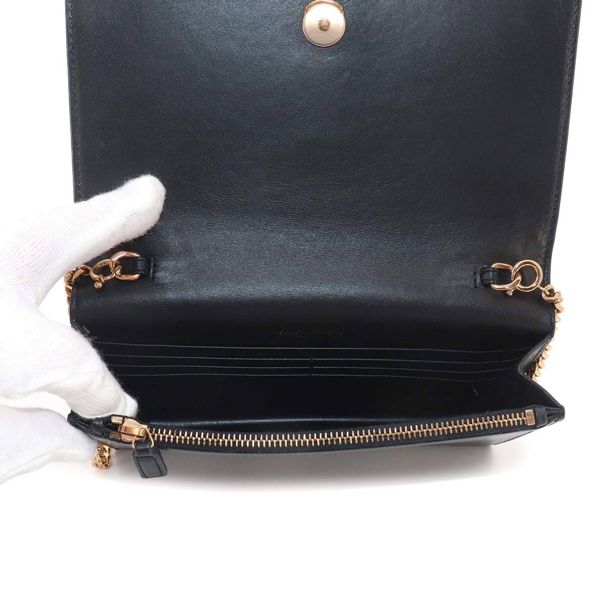Kate Chain Long Wallet Leather Balck 452159