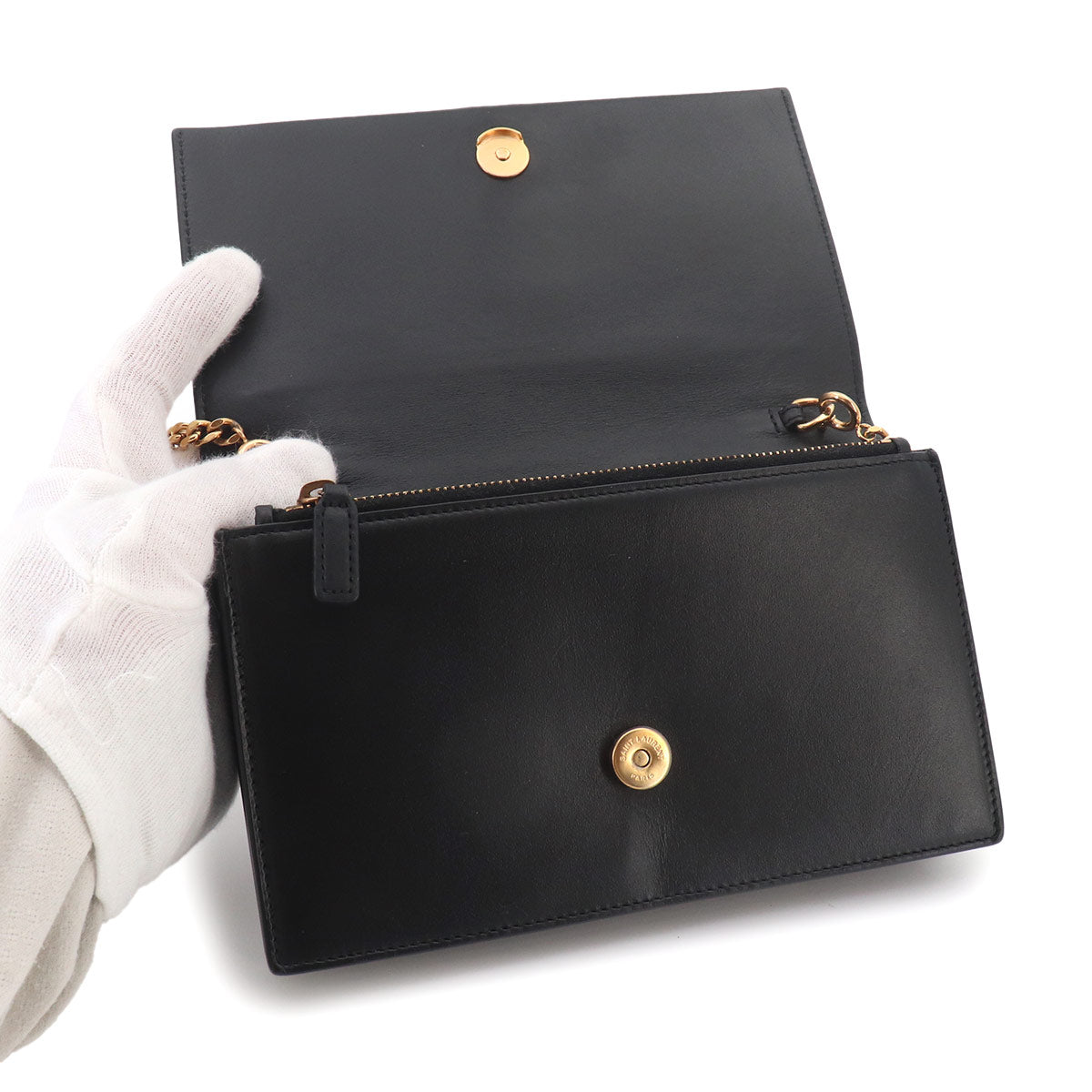 Kate Chain Long Wallet Leather Balck 452159
