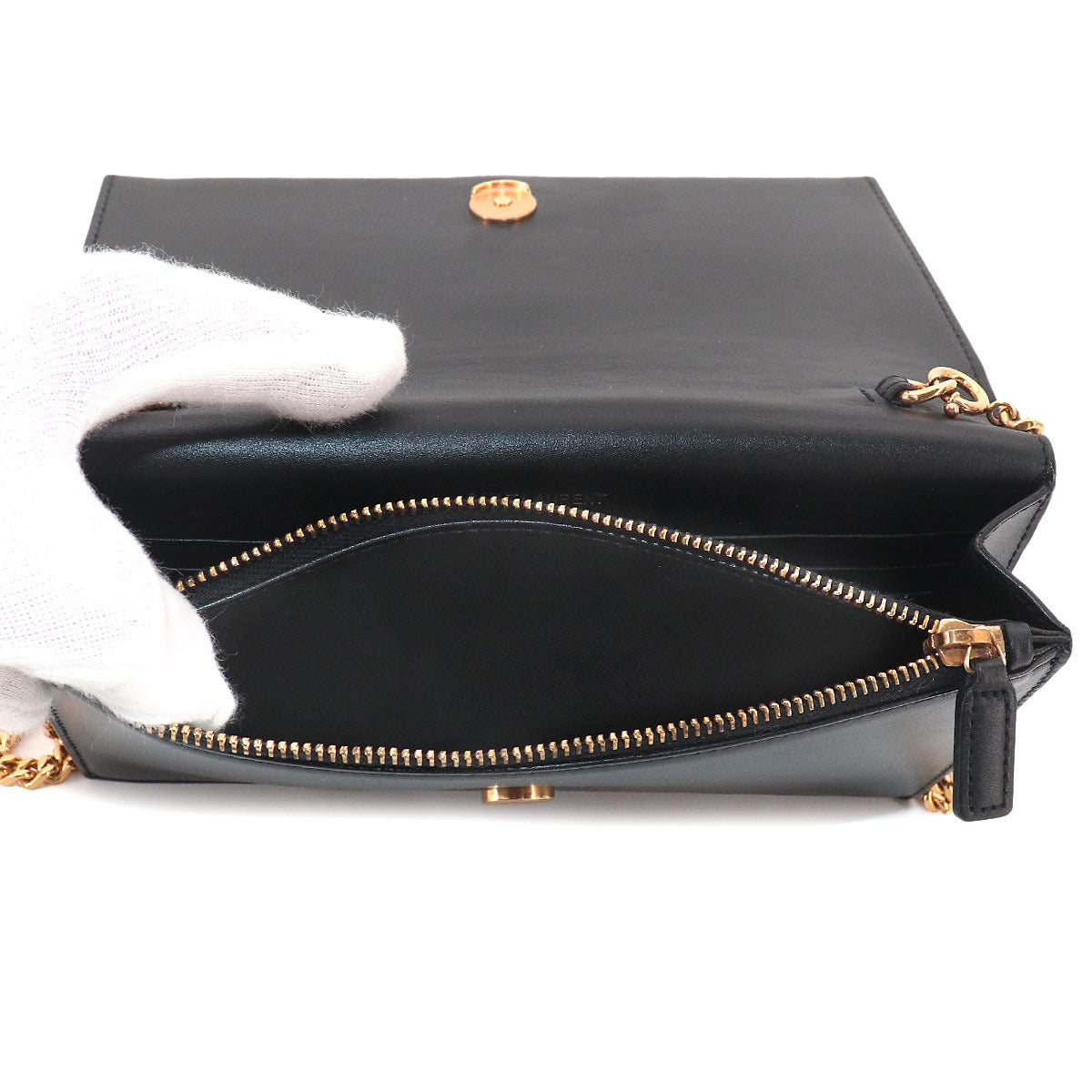 Kate Chain Long Wallet Leather Balck 452159