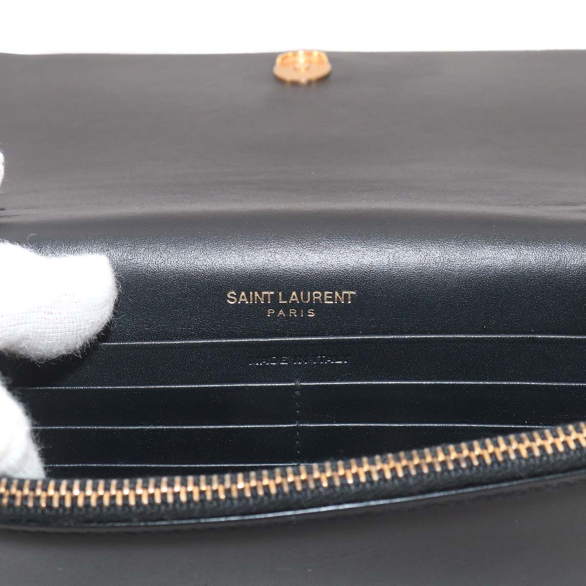 Kate Chain Long Wallet Leather Balck 452159