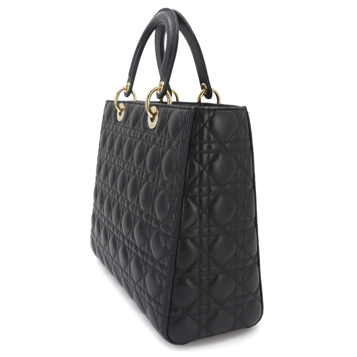 Lady Dior Large 2way Hand Shoulder Bag Leather Black