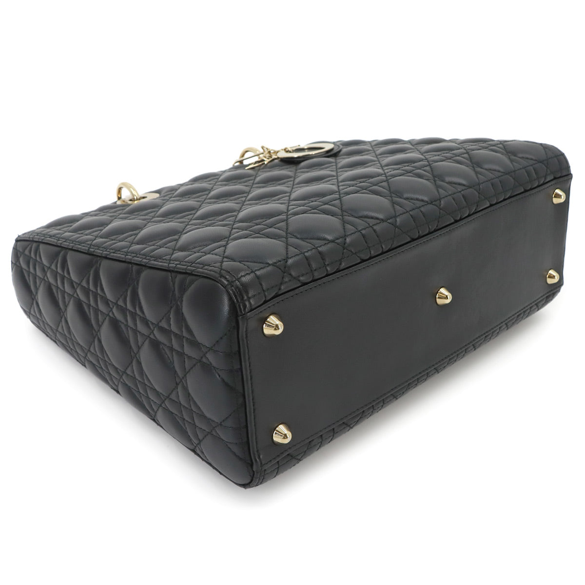 Lady Dior Large 2way Hand Shoulder Bag Leather Black