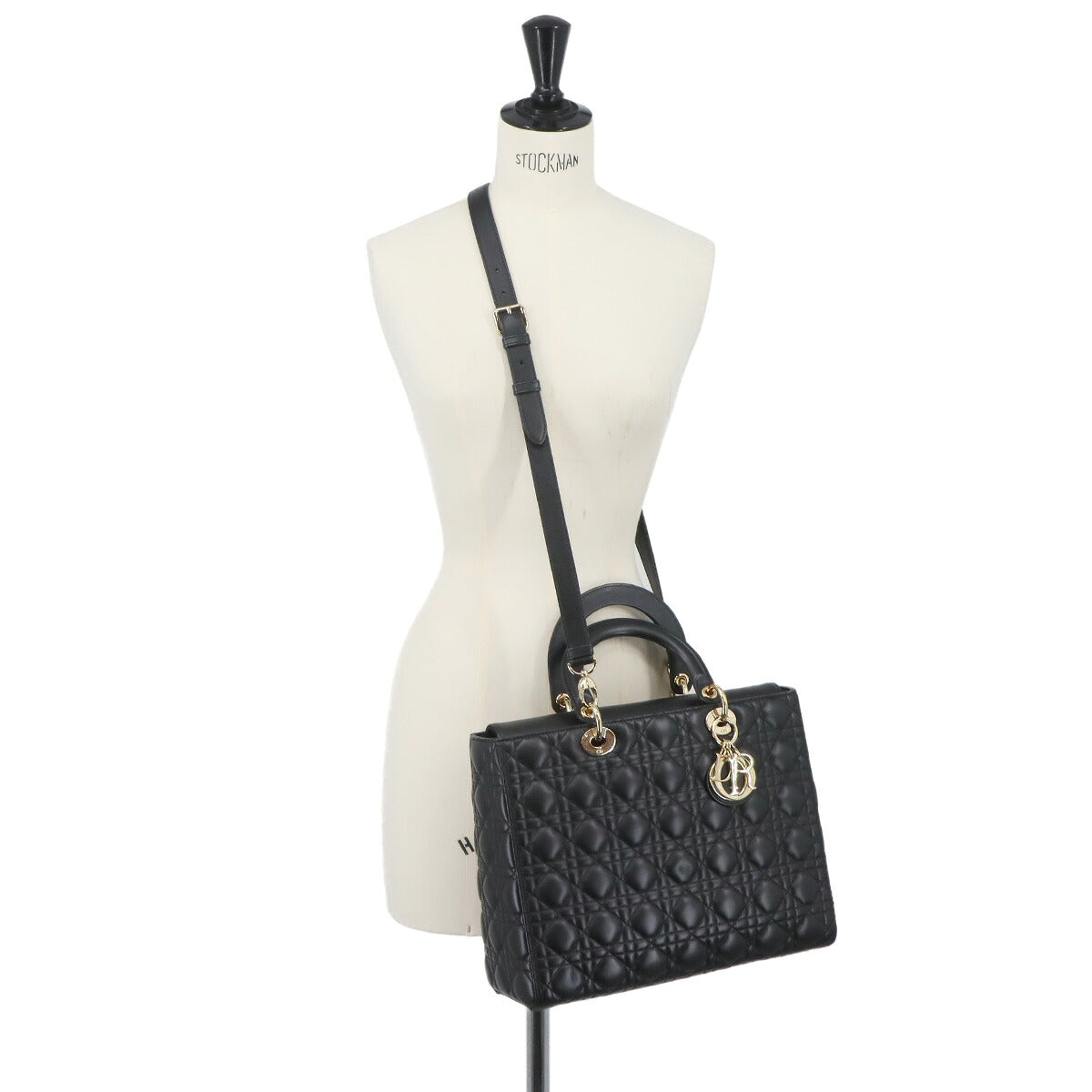 Lady Dior Large 2way Hand Shoulder Bag Leather Black