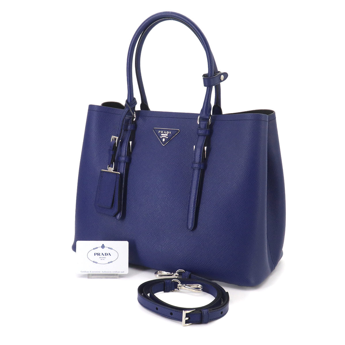 Tote Shoulder Bag Saffiano Leather Blue BN2820 Purse