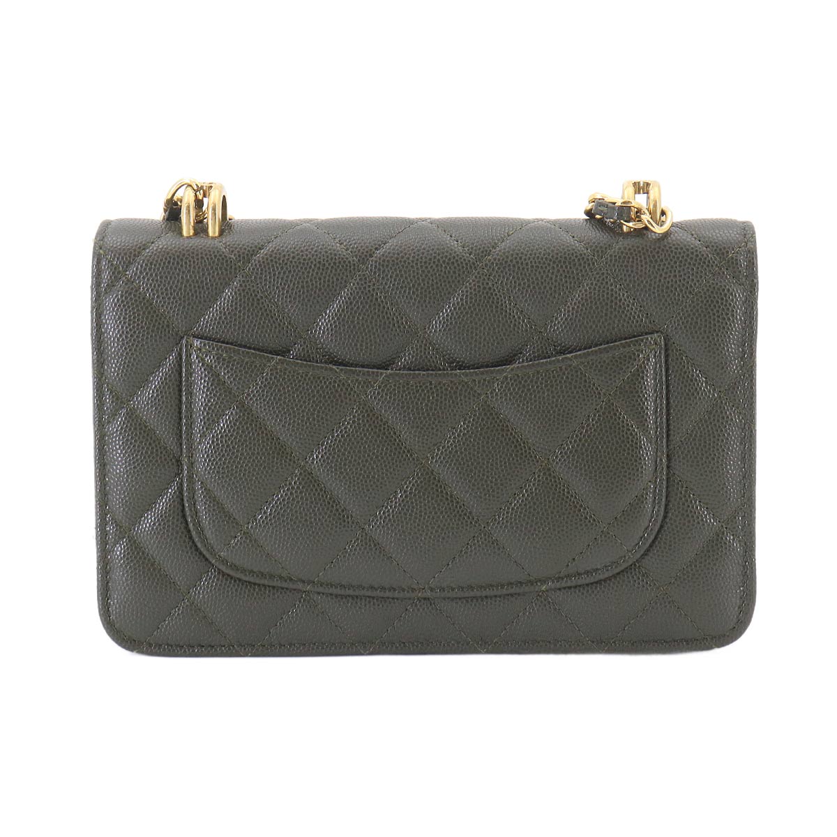 Matelasse Chain Wallet Leather Green AP3019 Purse