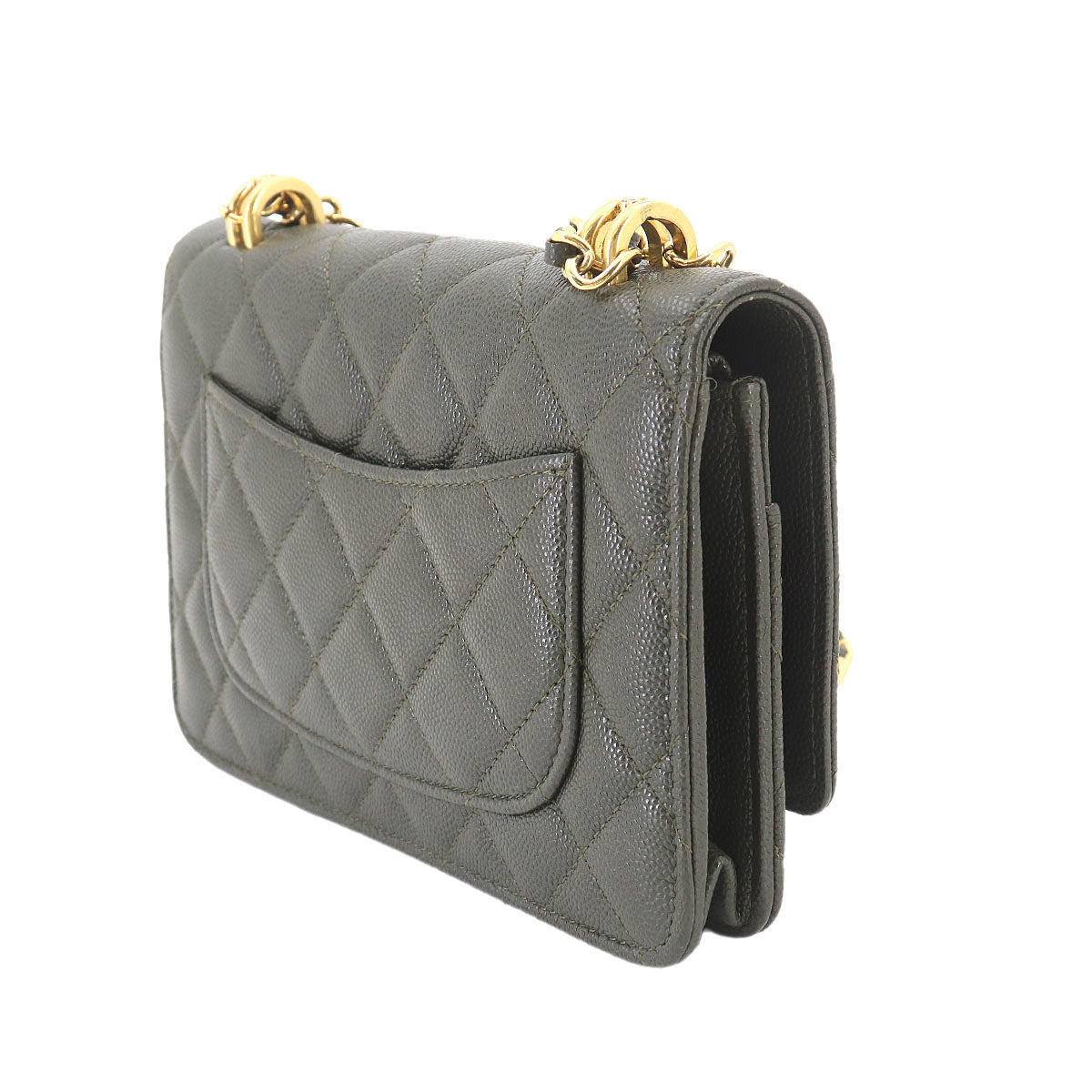 Matelasse Chain Wallet Leather Green AP3019 Purse