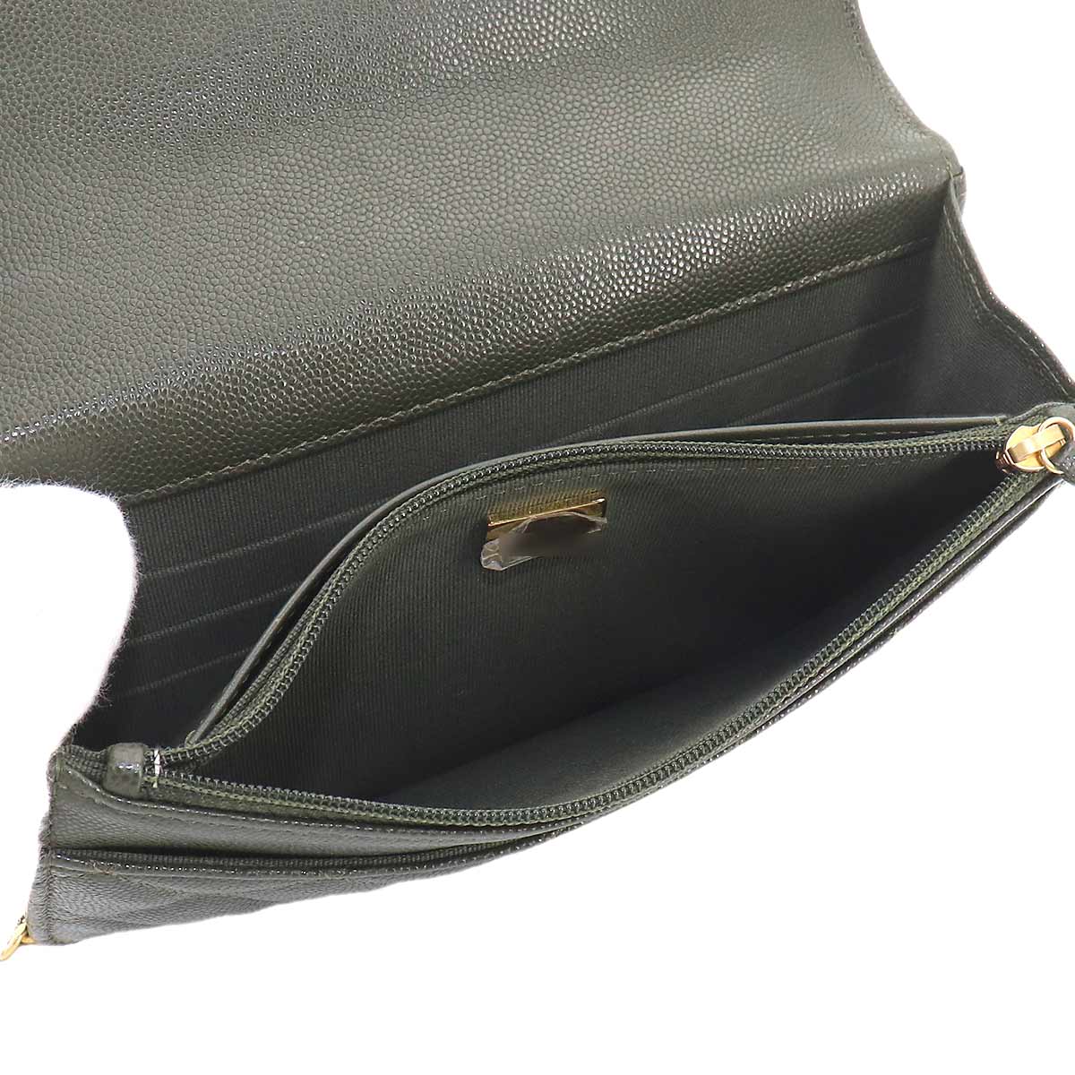 Matelasse Chain Wallet Leather Green AP3019 Purse