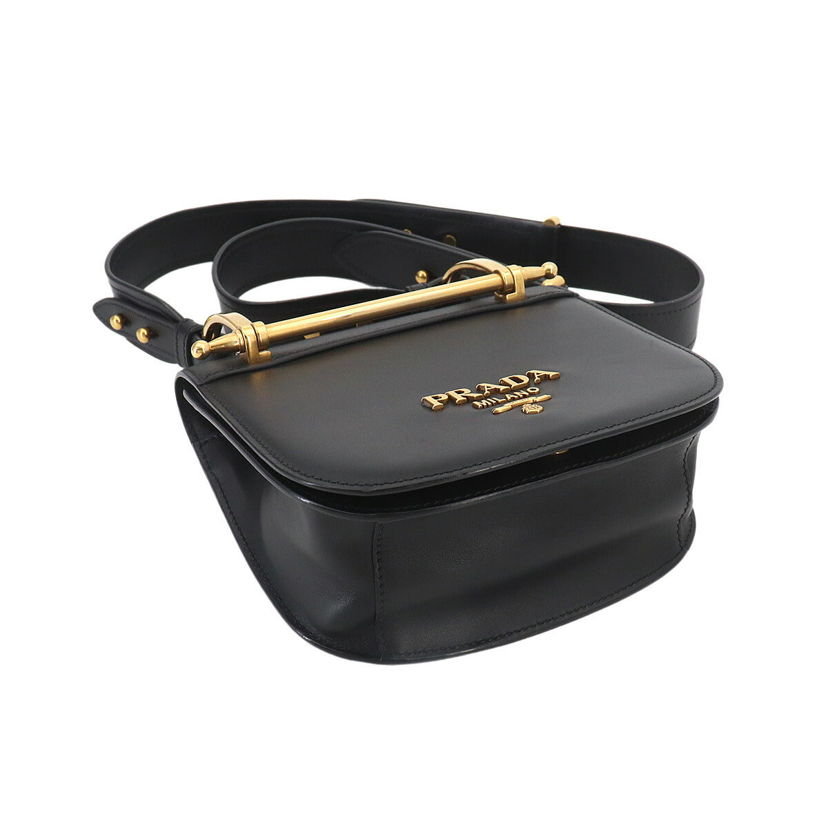 Shoulder Messenger Bag Leather Black Purse