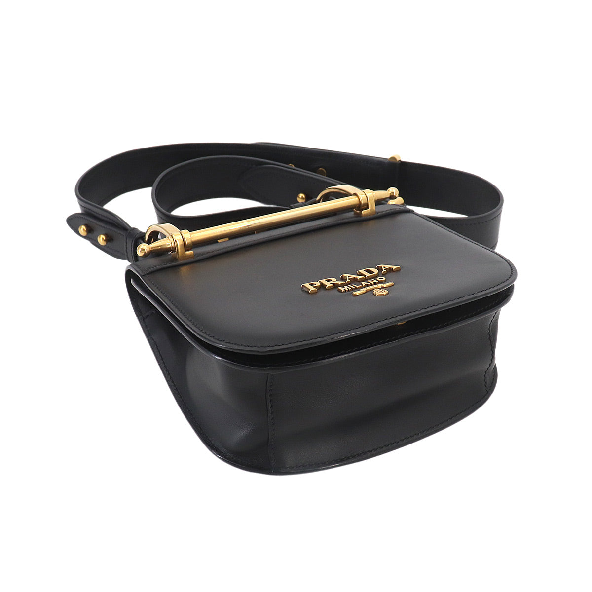 Shoulder Messenger Bag Leather Black Purse