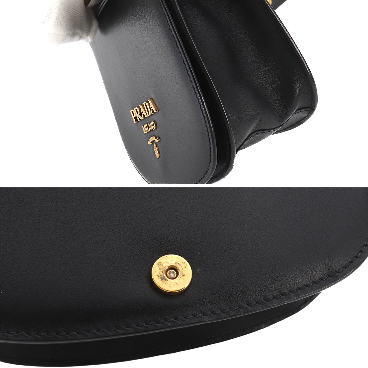 Shoulder Messenger Bag Leather Black Purse