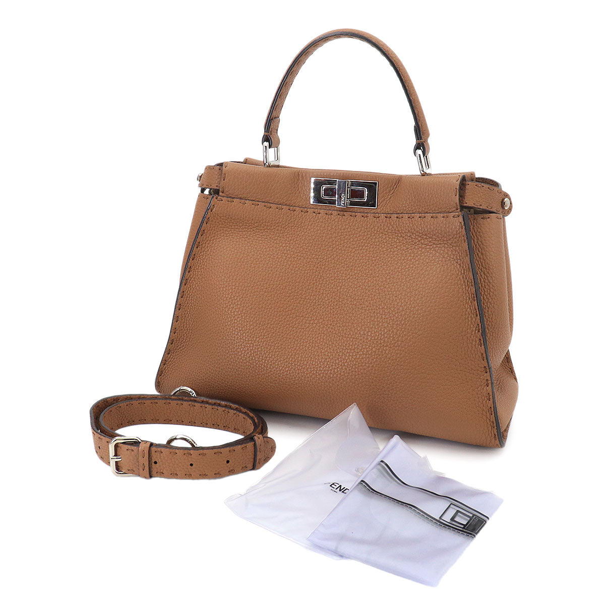 Selleria Peekaboo Regular 2way Hand Bag Leather Brown 8BN290