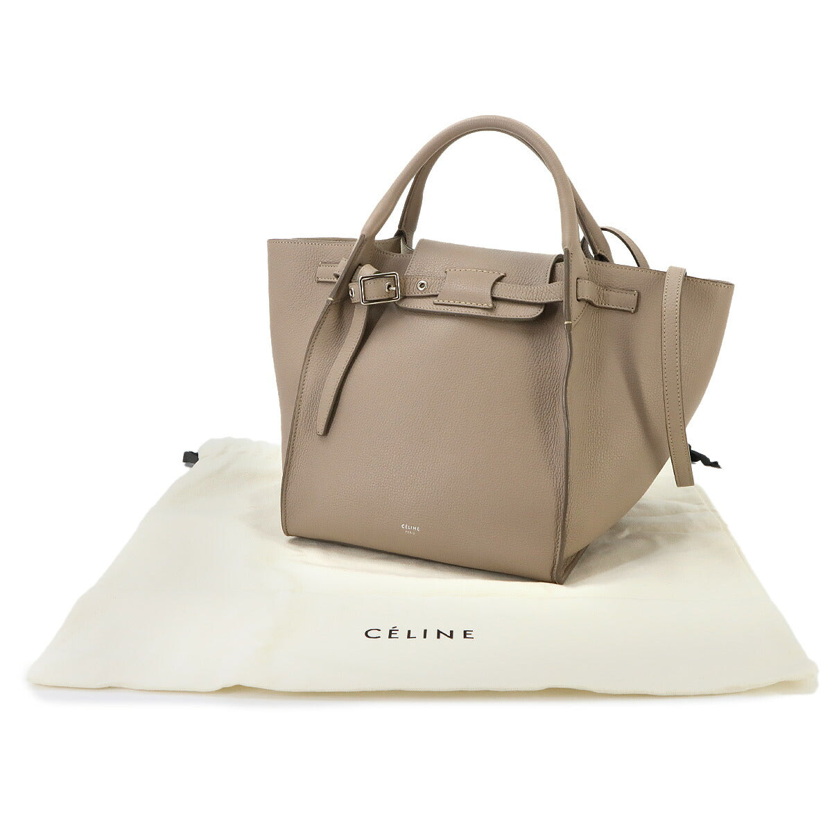 Big Bag Small With Longstrap Hand Shoulder Bag Leather Beige