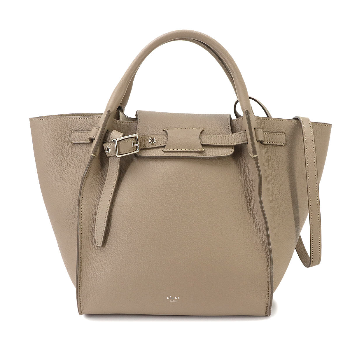 Big Bag Small With Longstrap Hand Shoulder Bag Leather Beige