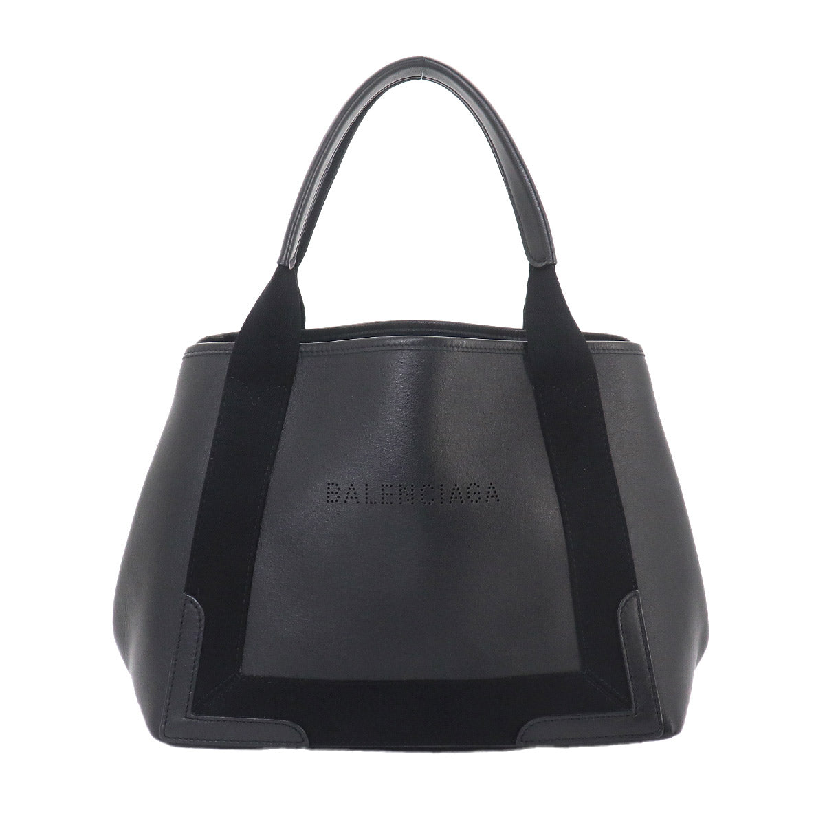 Navy Cabas Small Tote Bag Leather Black 339933 Purse