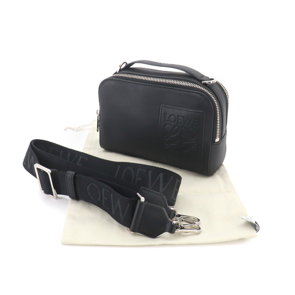 Mini crossbody camera Bag Hand Shoulder Bag Leather Black Anagram