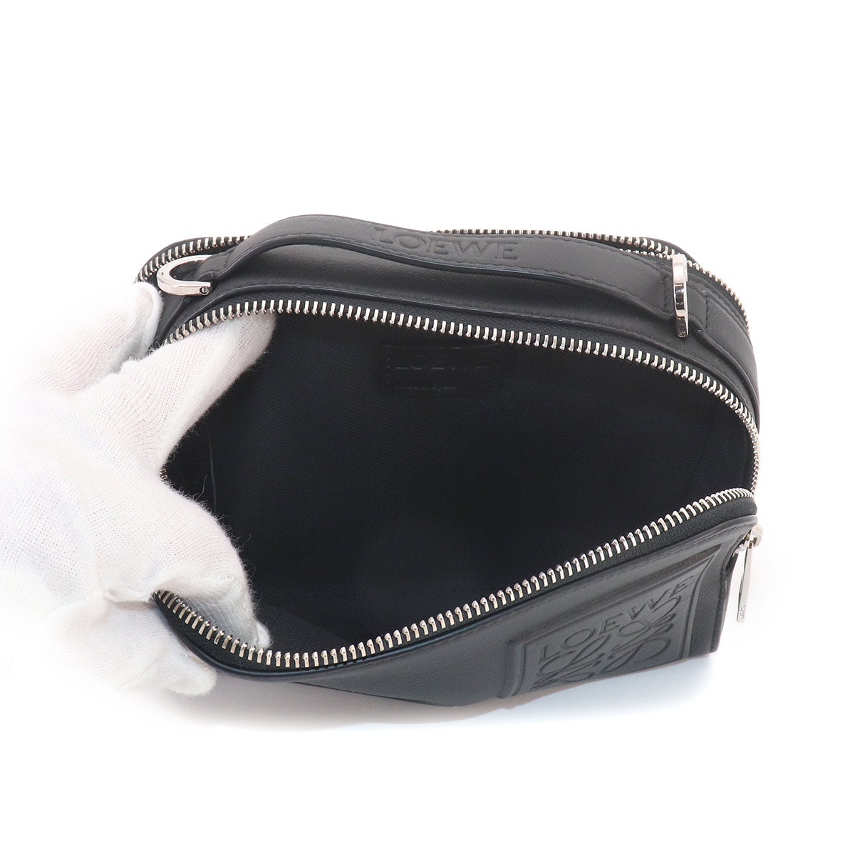 Mini crossbody camera Bag Hand Shoulder Bag Leather Black Anagram