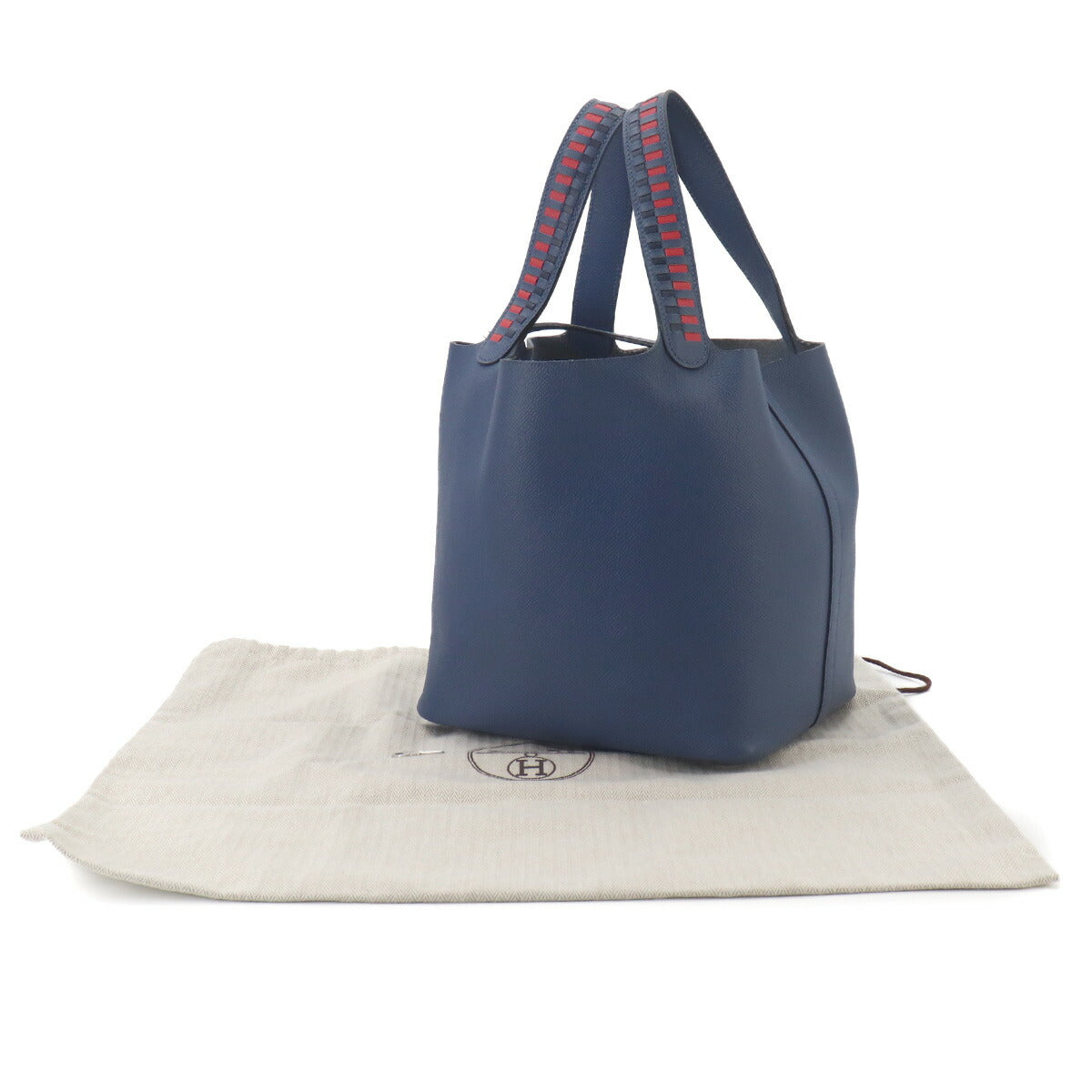 Picotin Lock MM Tressage Hand Bag Epsom Bleu Brighton Capucine