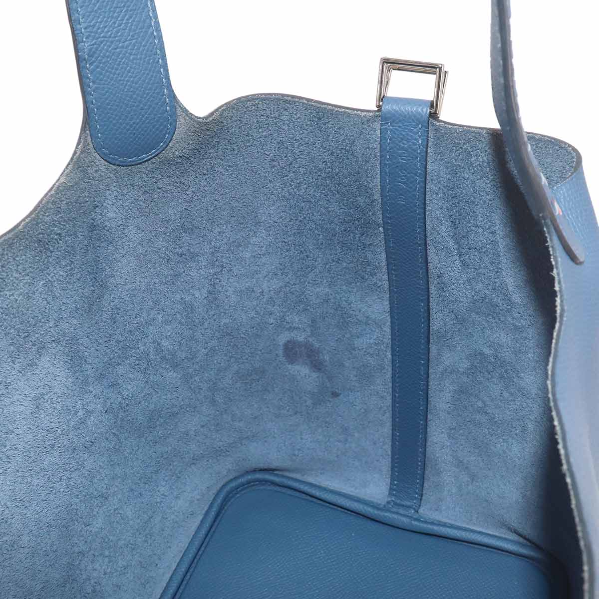 Picotin Lock MM Tressage Hand Bag Epsom Bleu Brighton Capucine