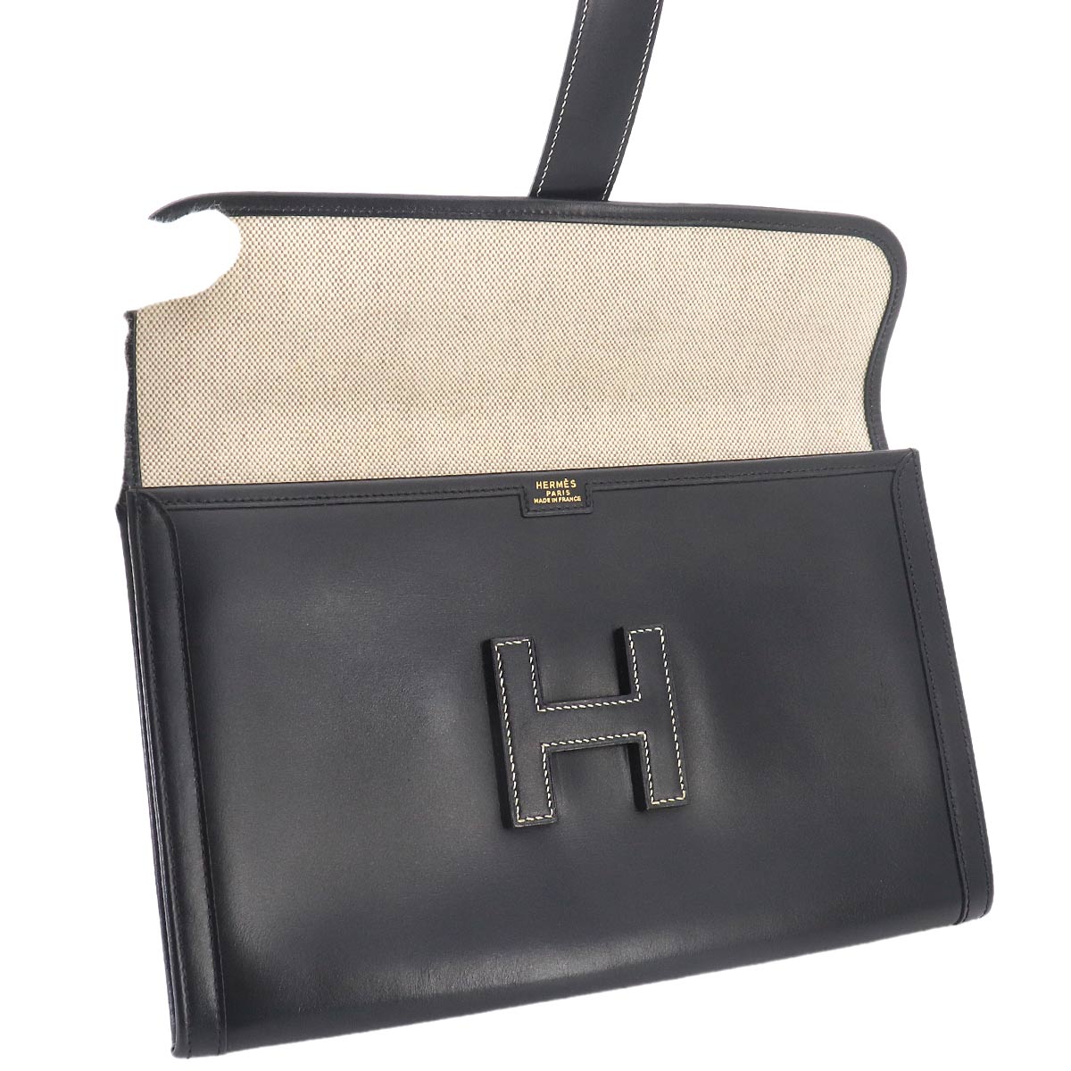 Jige PM Clutch Bag Box Calf Black Purse