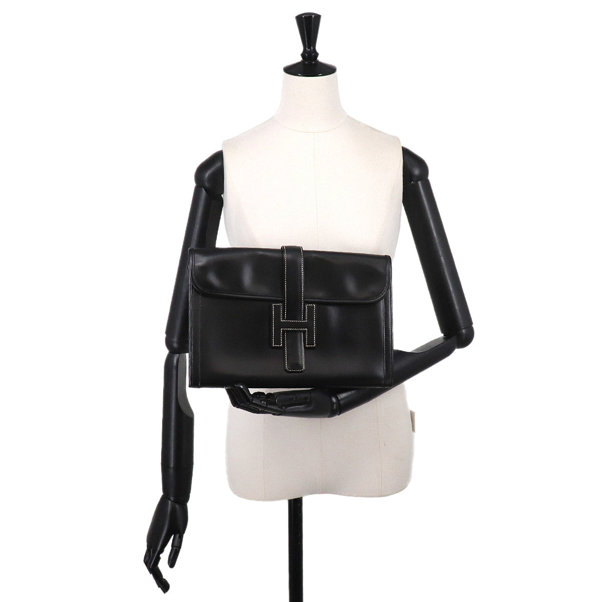 Jige PM Clutch Bag Box Calf Black Purse