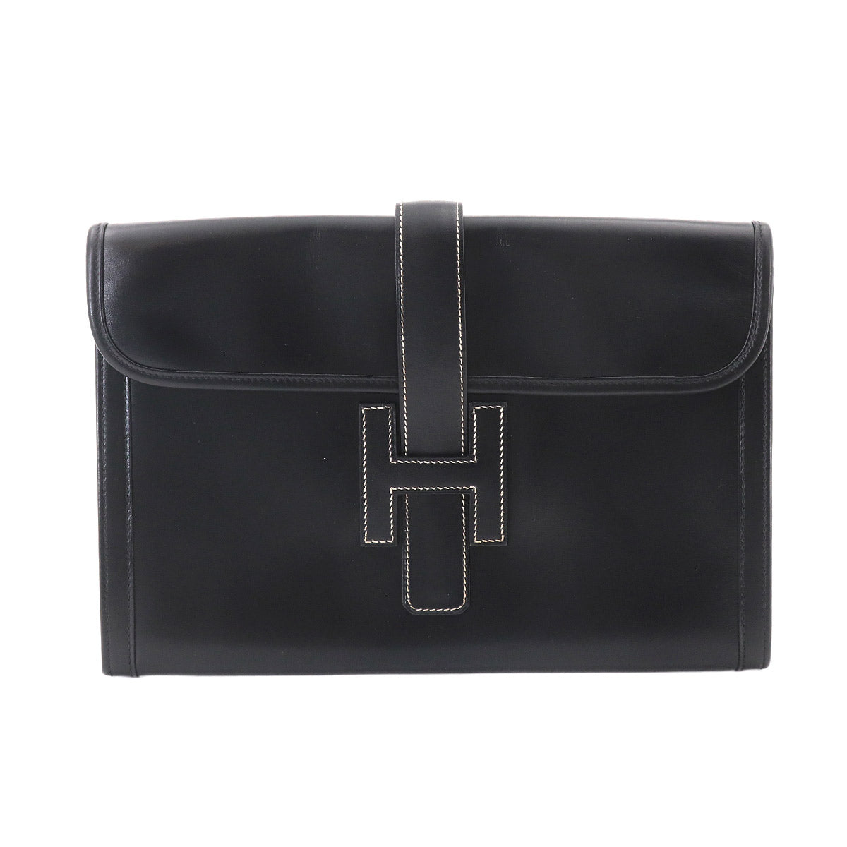 Jige PM Clutch Bag Box Calf Black Purse