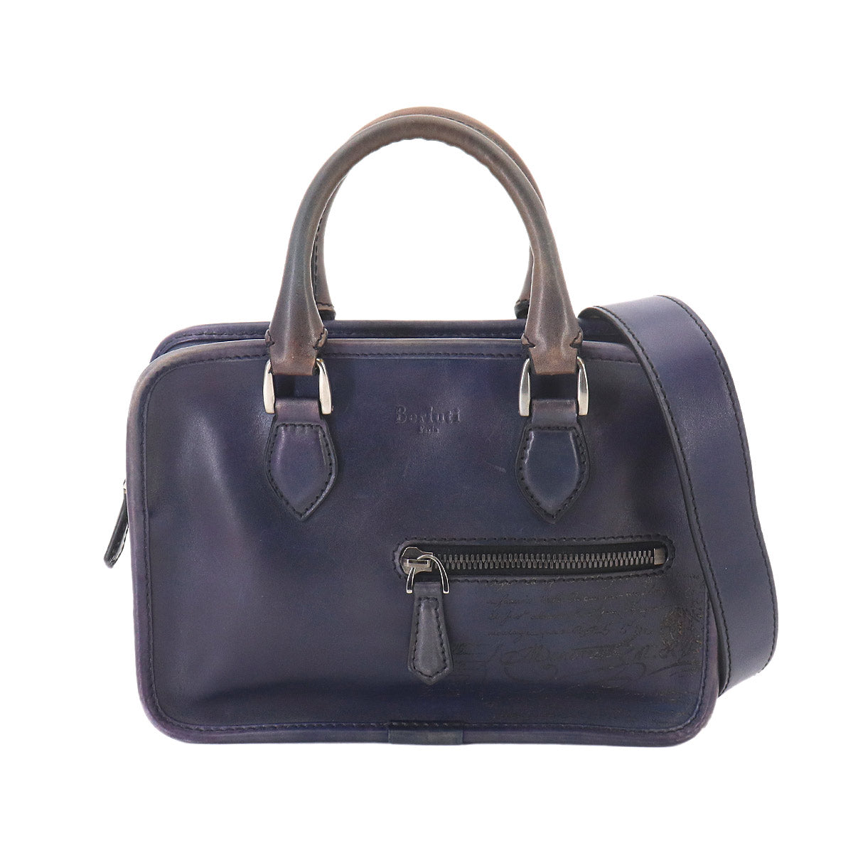 Unjour Gulliver 2way Hand Bag Venezia Leather Navy Purse