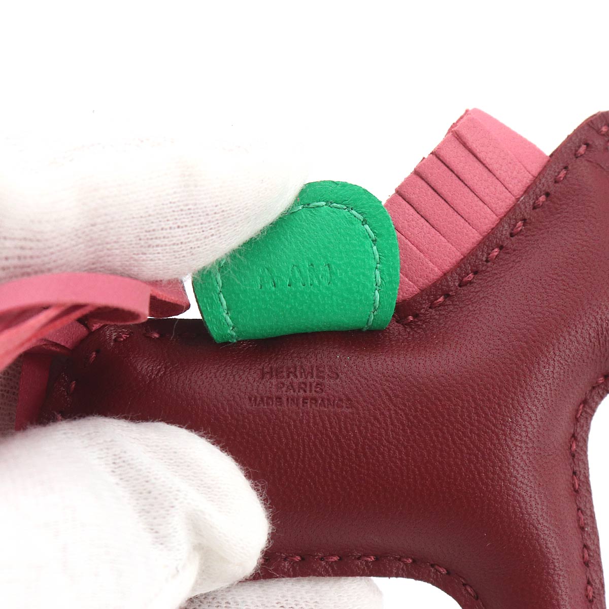 Rodeo PM Bag Charm Agneau Milo Rouge H Menthe Rose Indien