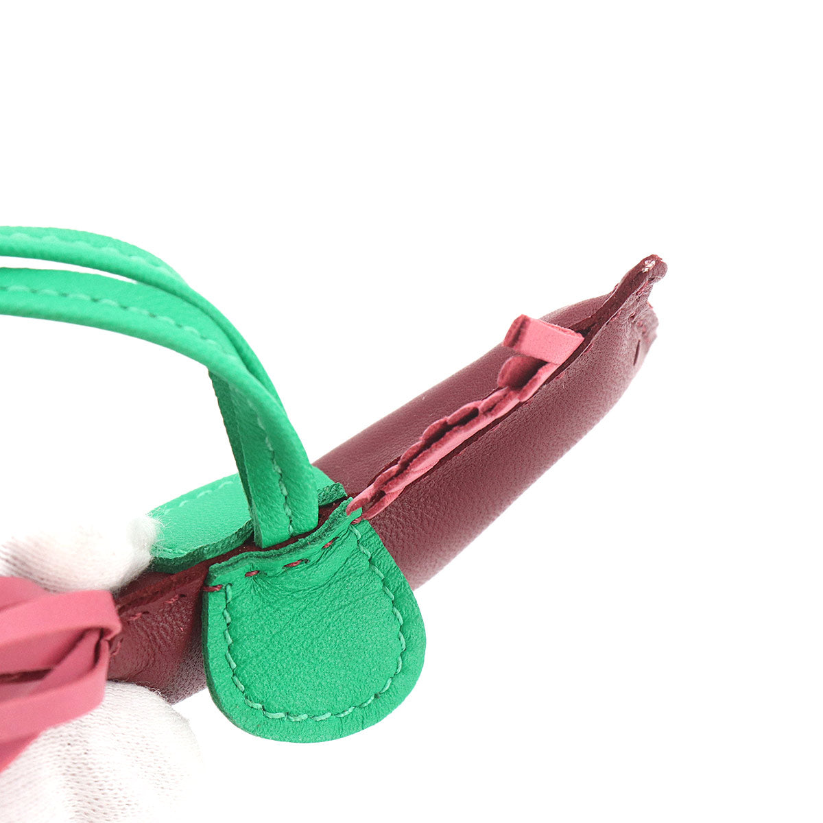 Rodeo PM Bag Charm Agneau Milo Rouge H Menthe Rose Indien