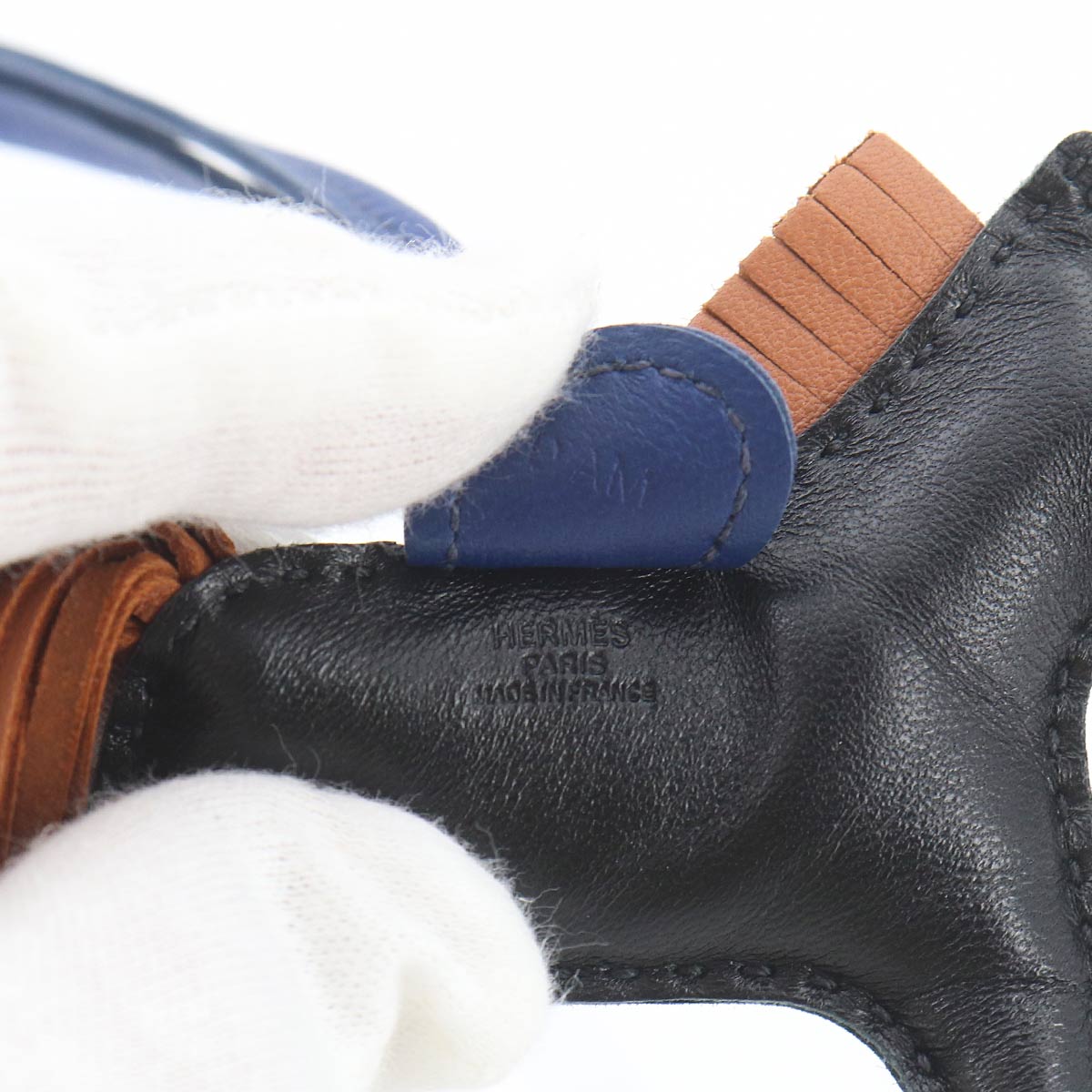 Rodeo PM Bag Charm Agneau Milo Black Gold Blue Saphir