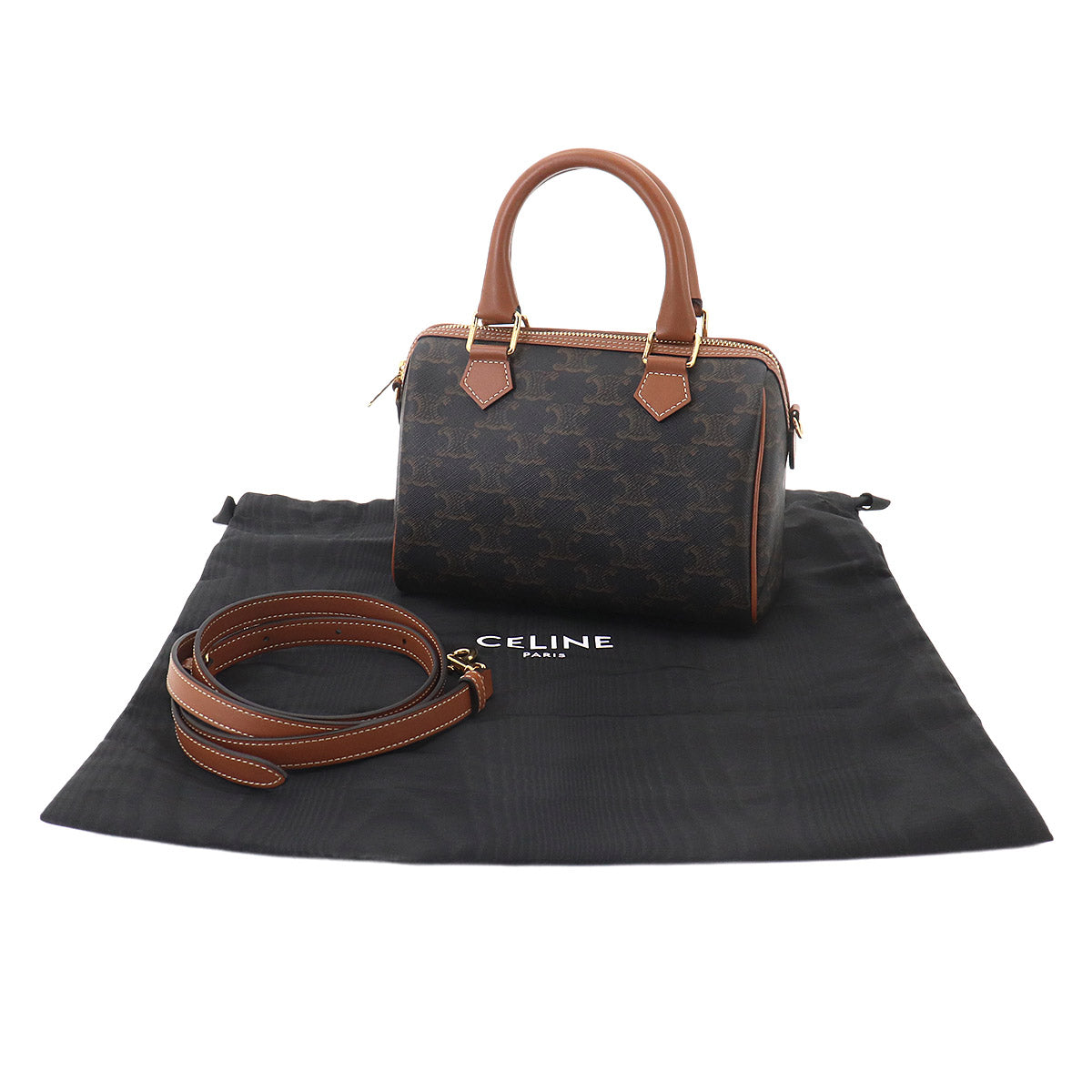 Triomphe Small Boston Bag Hand Shoulder PVC Leather 113772