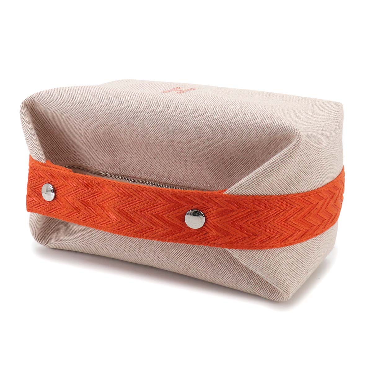 Bride a Brac GM Hand Bag Toile H Orange Naturel Pouch