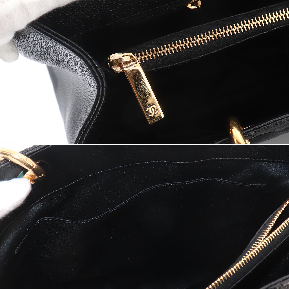 Matelasse Grand Shopping Tote Bag Leather Black GST A50995