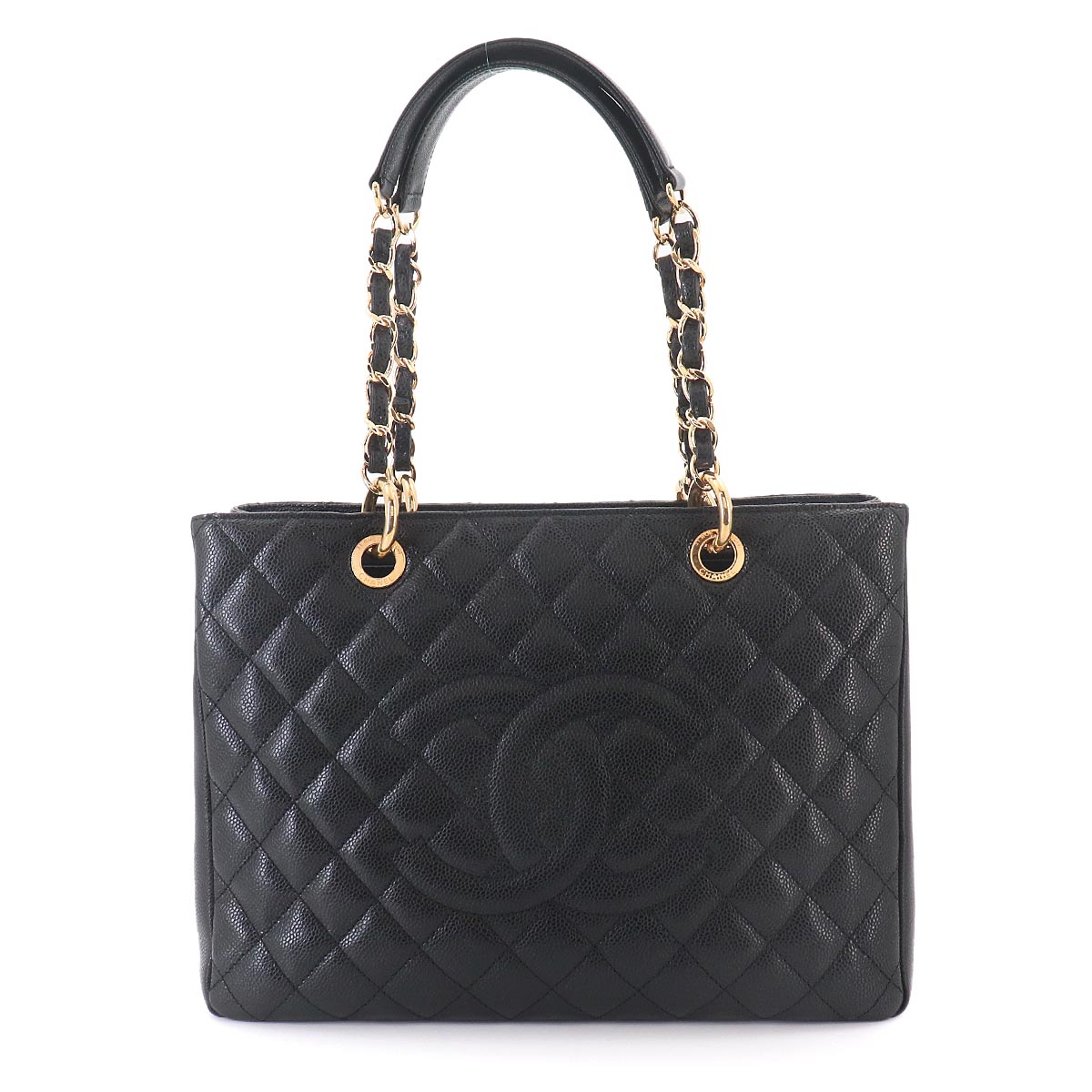 Matelasse Grand Shopping Tote Bag Leather Black GST A50995