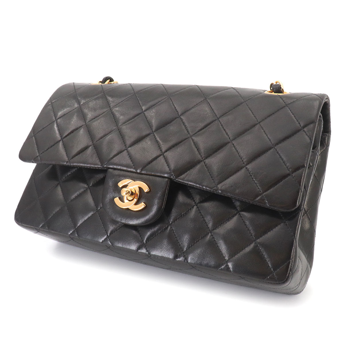 Matelasse 25 Chain Shoulder Bag Leather Black A01112 Vintage