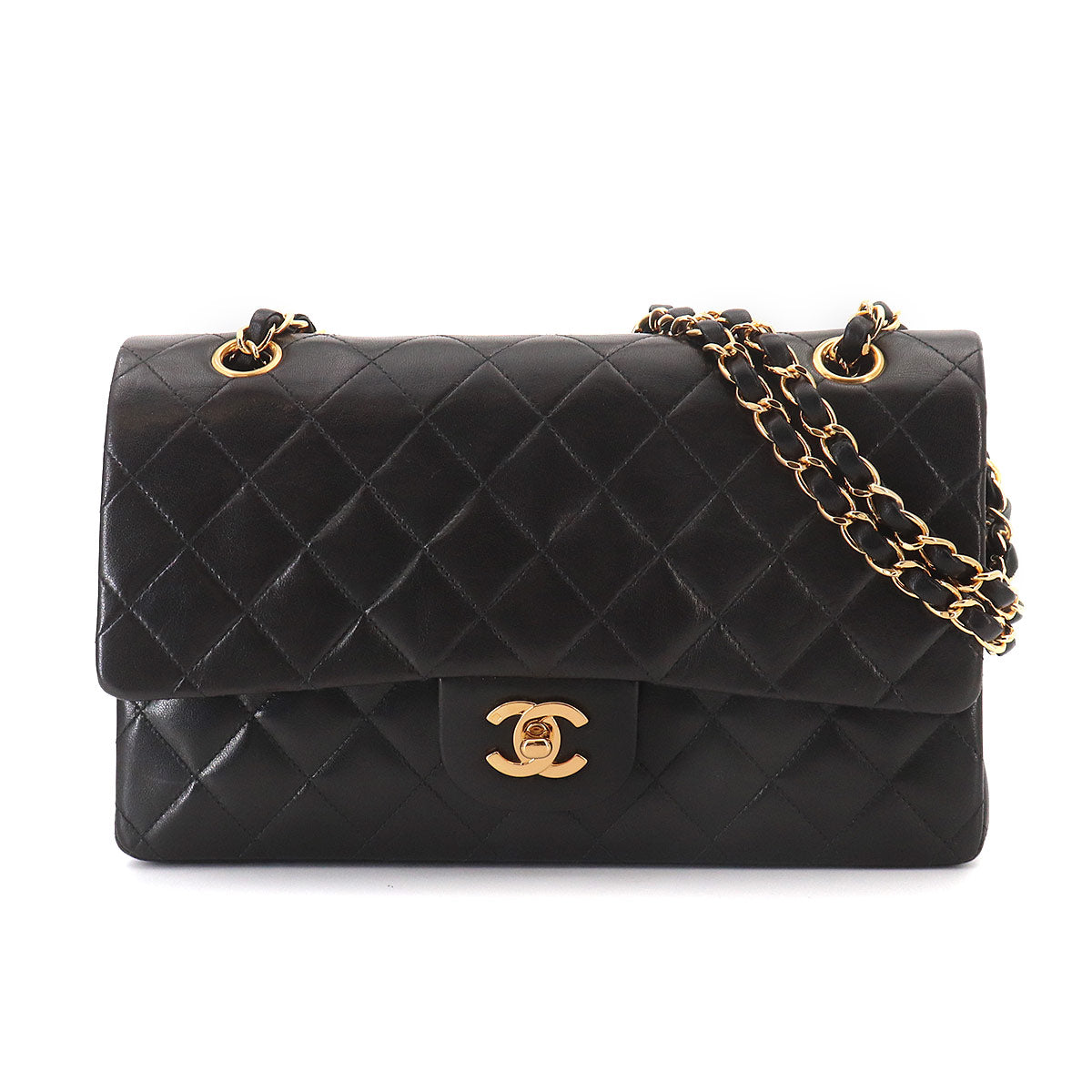 Matelasse 25 Chain Shoulder Bag Leather Black A01112 Vintage