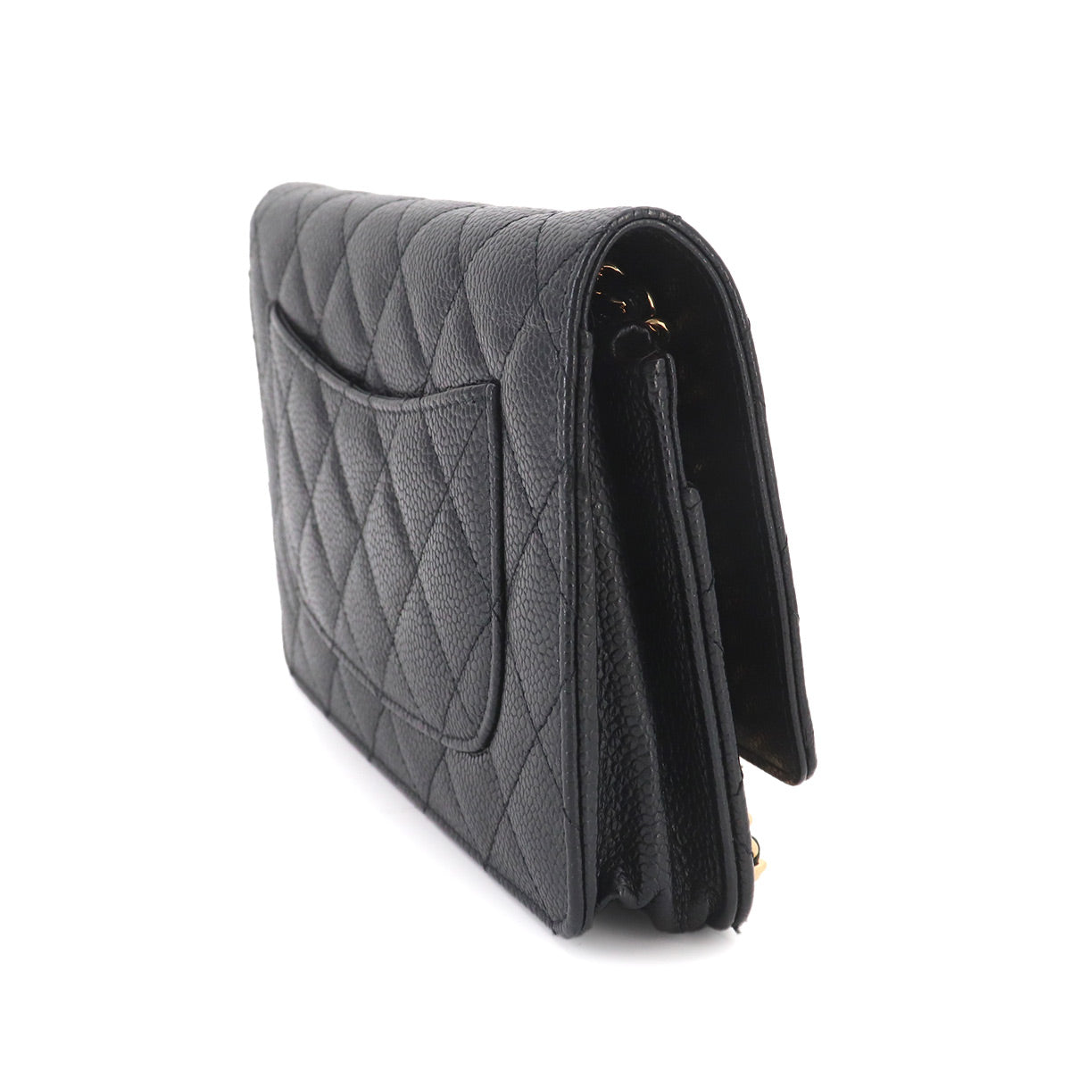 Matelasse Chain Wallet Leather Black A33814 Purse