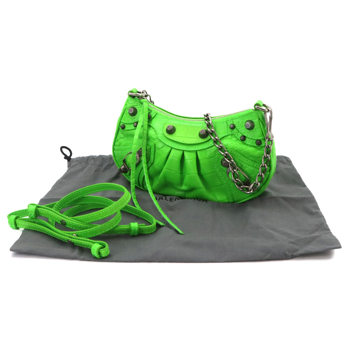 Le Cagole Mini Hand Shoulder Bag Leather Green 695814