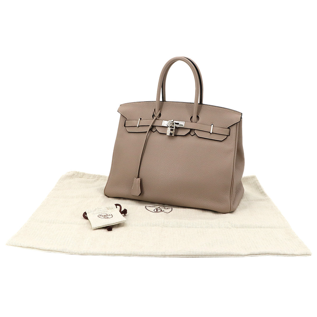 Birkin 35 Taurillon Clemence Gris Tourterelle Hand Bag Purse