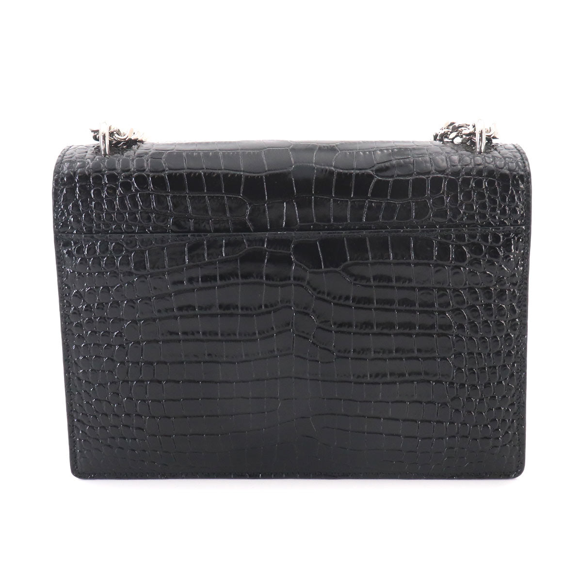 Sunset Medium Chain Shoulder Bag Leather Black 442906