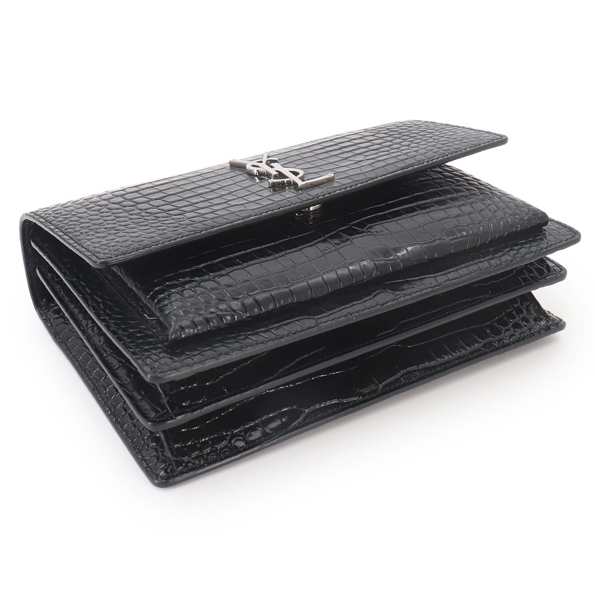 Sunset Medium Chain Shoulder Bag Leather Black 442906
