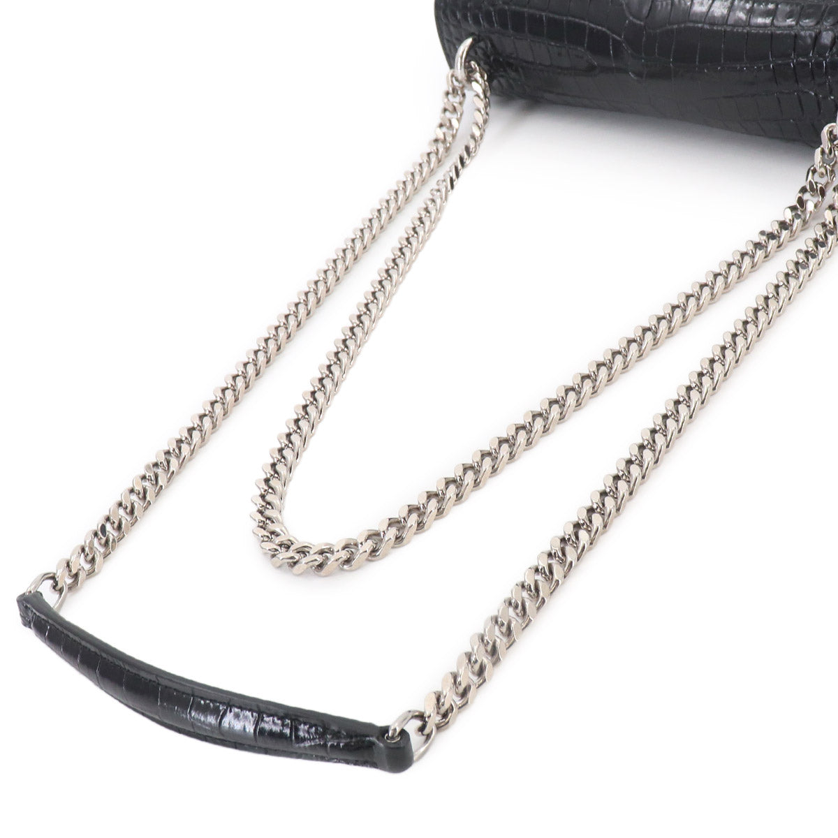 Sunset Medium Chain Shoulder Bag Leather Black 442906