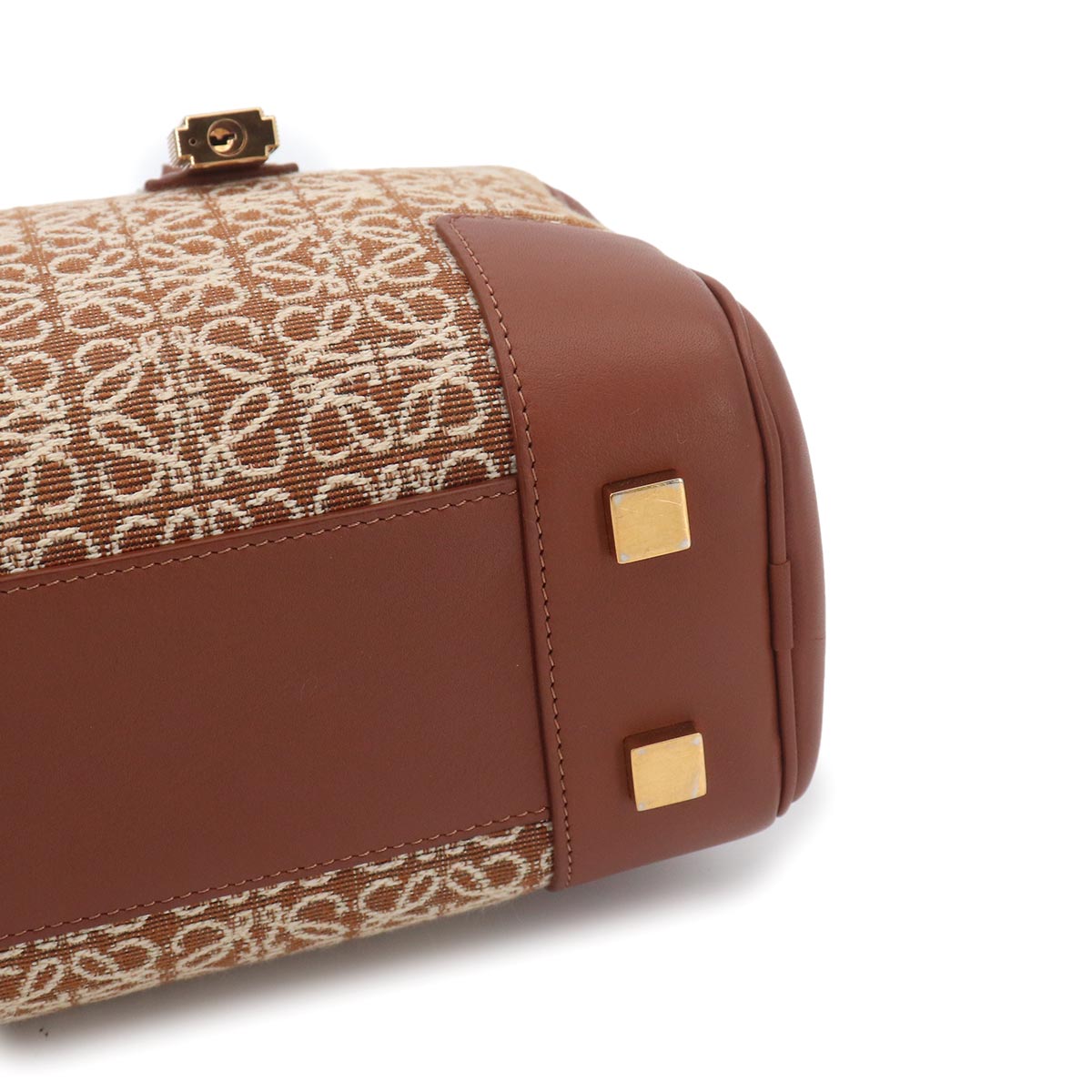 Amazona 23 2way Hand Shoulder Bag Leather Jacquard Tan Purse
