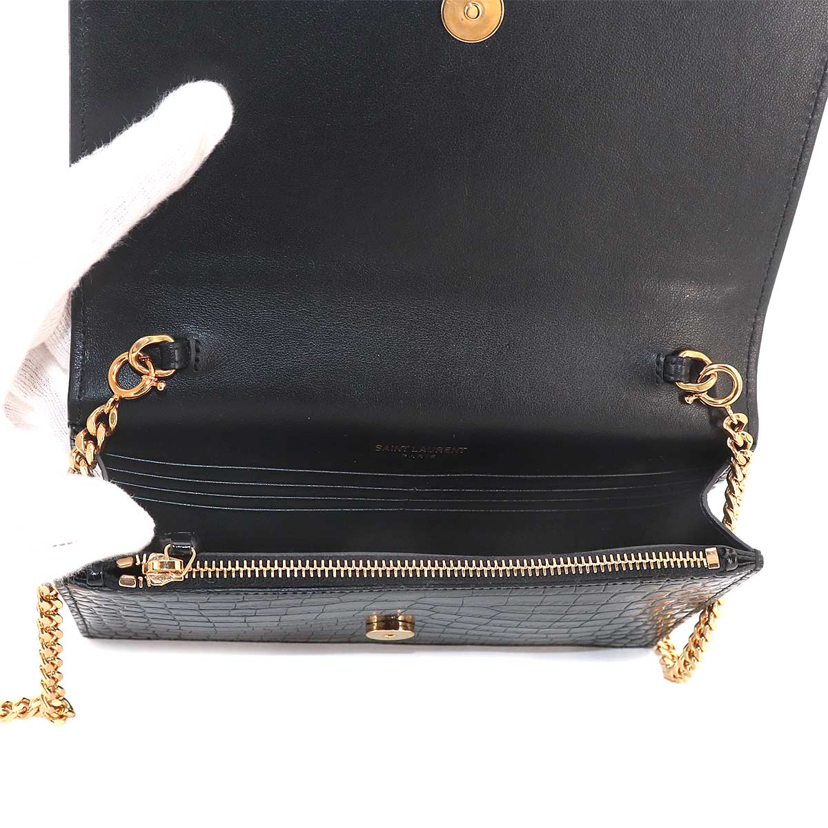 Kate Chain Long Wallet Leather Black 452159