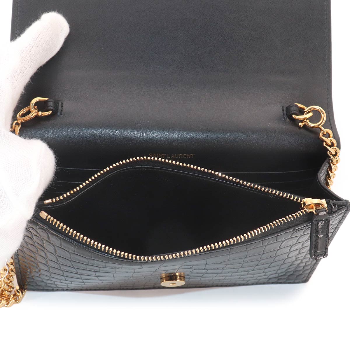 Kate Chain Long Wallet Leather Black 452159