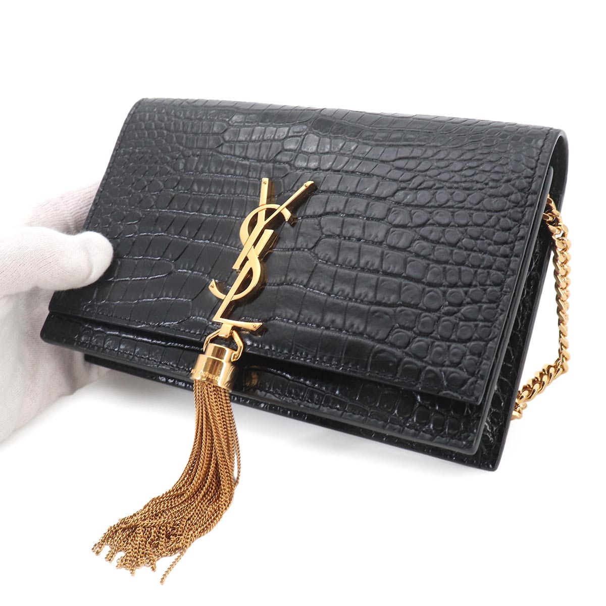 Kate Chain Long Wallet Leather Black 452159