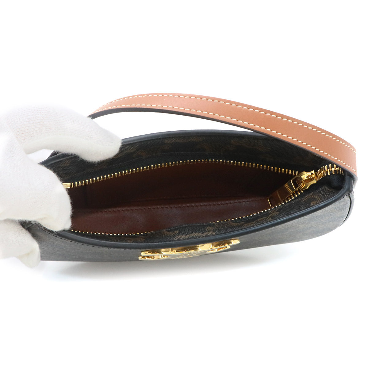 Triomphe Shoulder Bag PVC Leather Brown 115702