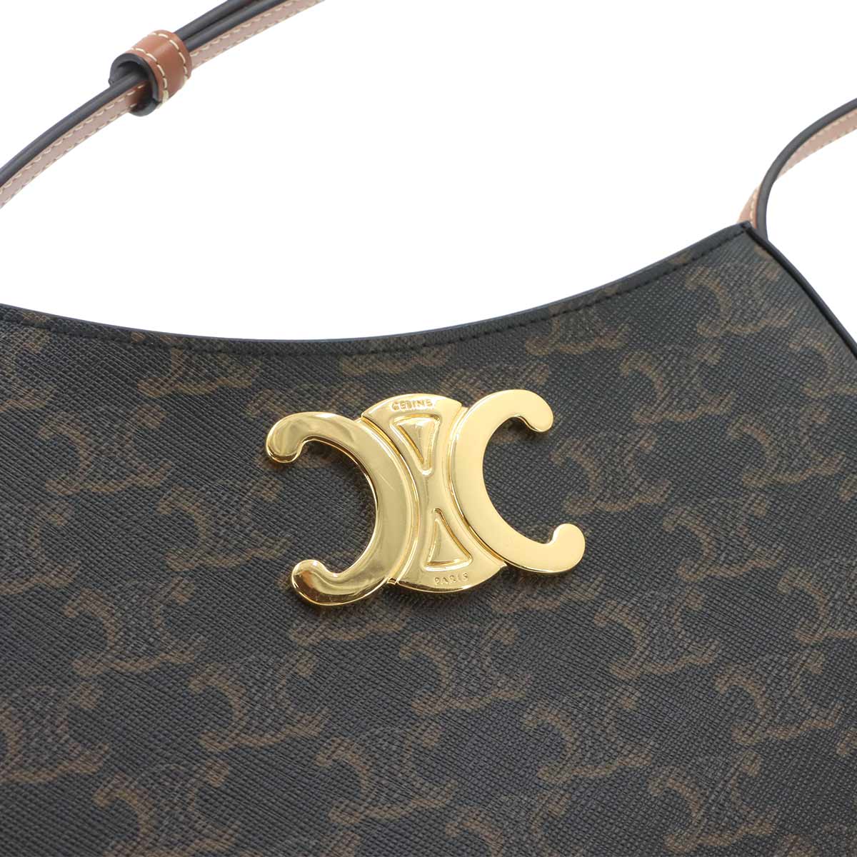 Triomphe Shoulder Bag PVC Leather Brown 115702